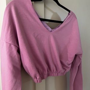 Pink Cropped Vneck sweatshirt Top